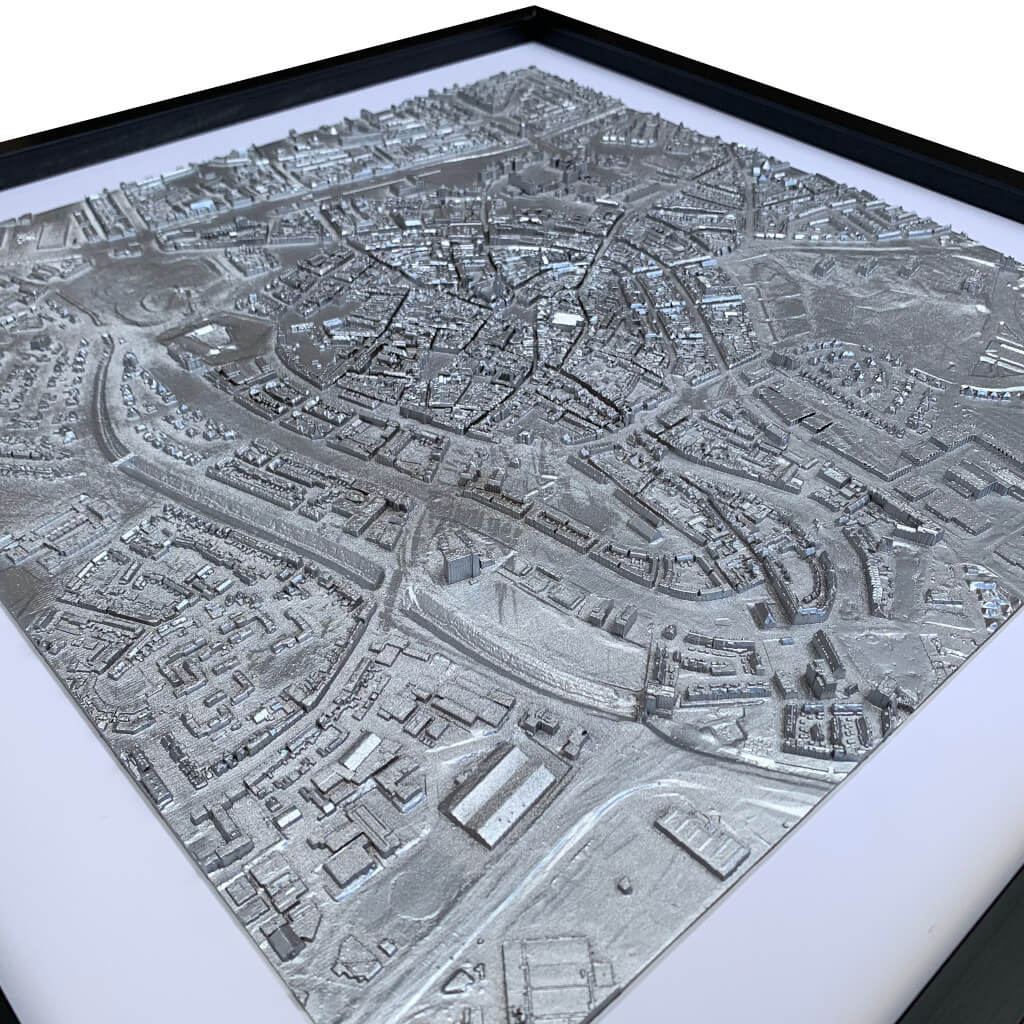 Miniatuur stadsmodel Bergen op Zoom - perspectief op 3D wanddecoratie