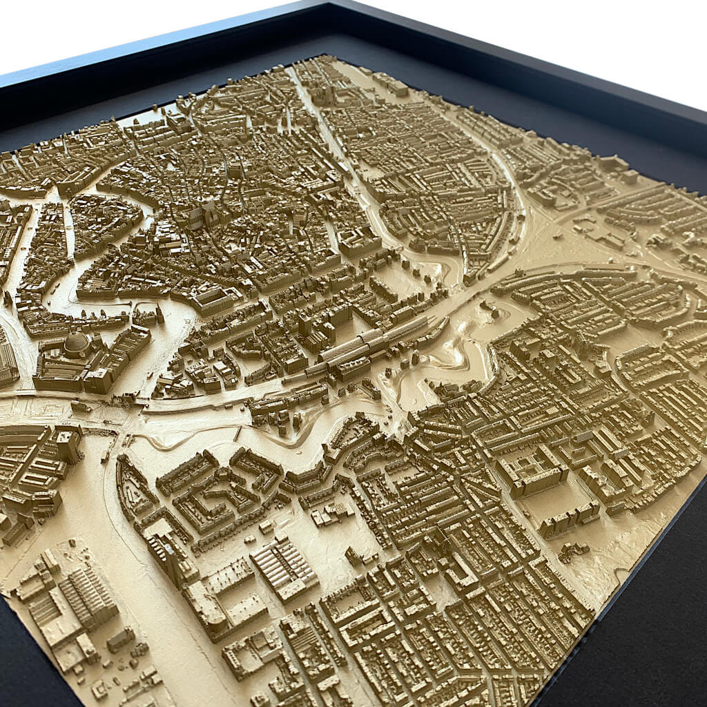 Birds-eye-view van 3D plattegrond van Haarlem