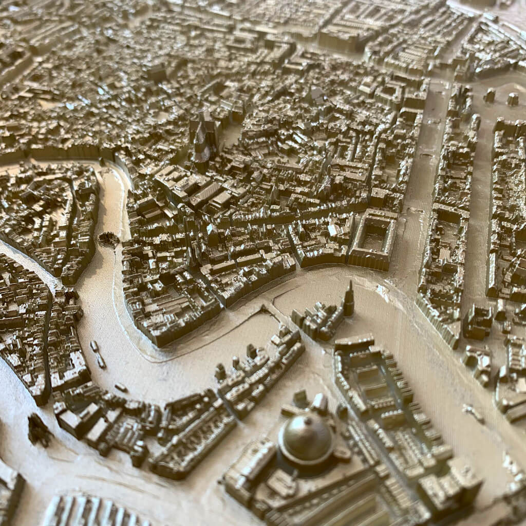 Close-up van 3D plattegrond van Haarlem