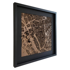 Zijaanzicht 3D plattegrond Utrecht Centrum met zwarte passe-partout
